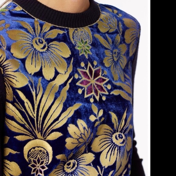 Tory Burch Sweaters - Tory Burch Hollis Floral Intarsia Sweater Size Medium Wool Blend